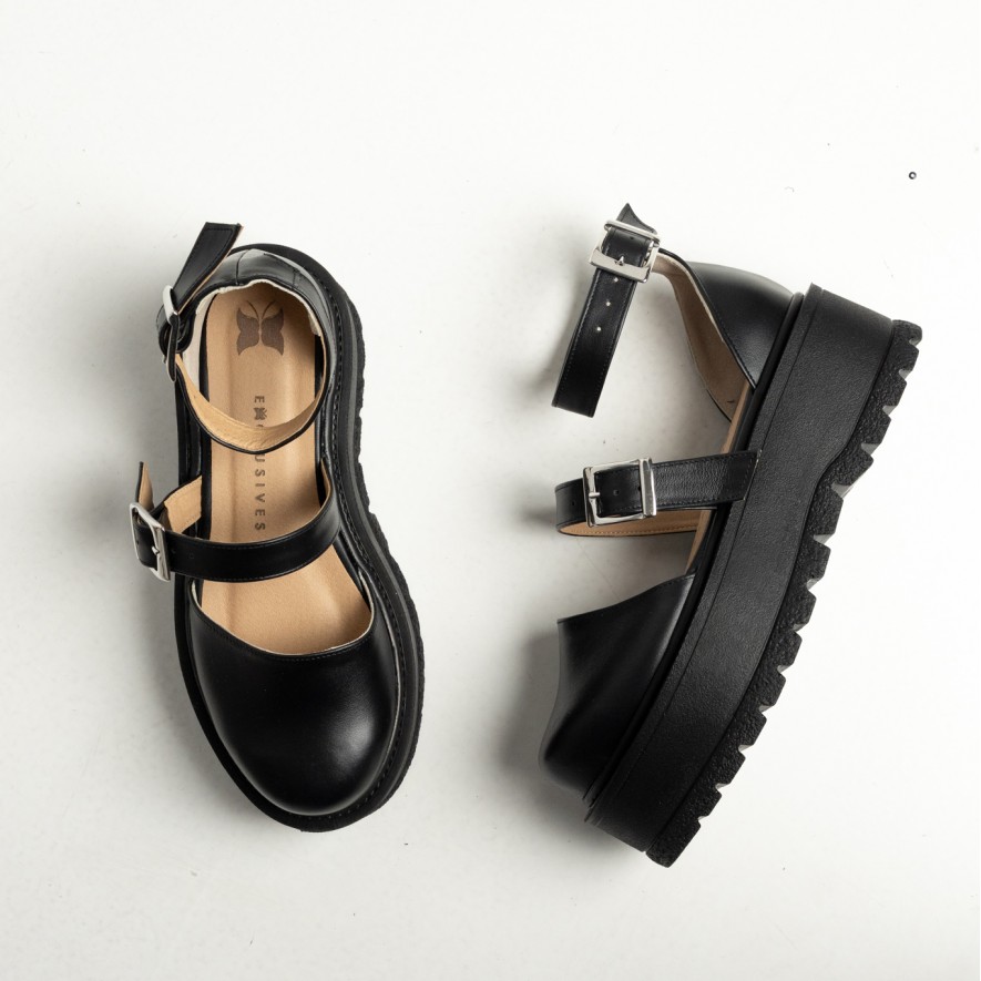.Pantofi -  Double Belt -  Black 2.0